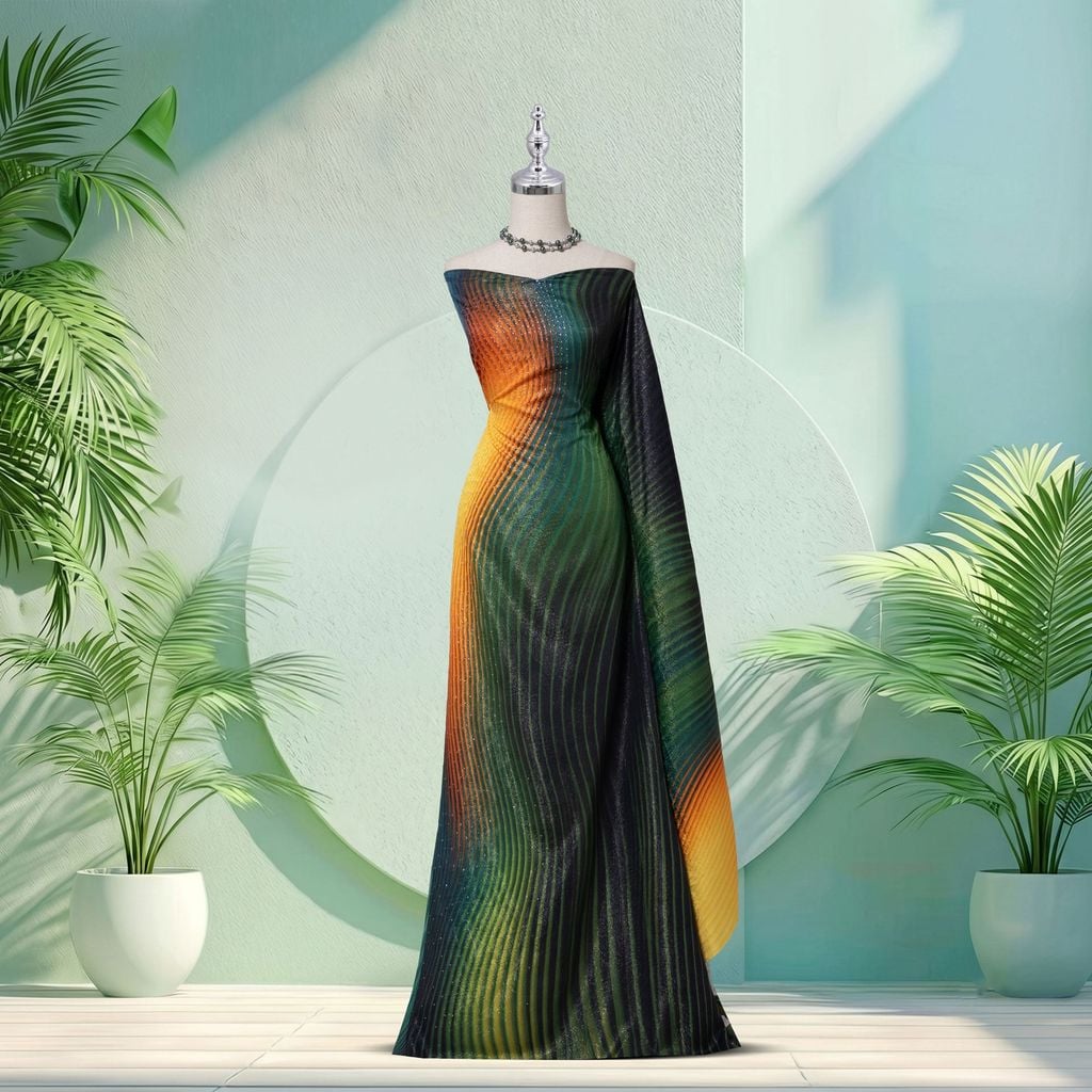 Vải Cao Cấp Dạ Nguyệt Lam Kháng Khuẩn Đính Đá 1m5x2m3 EMD6001X66N3B