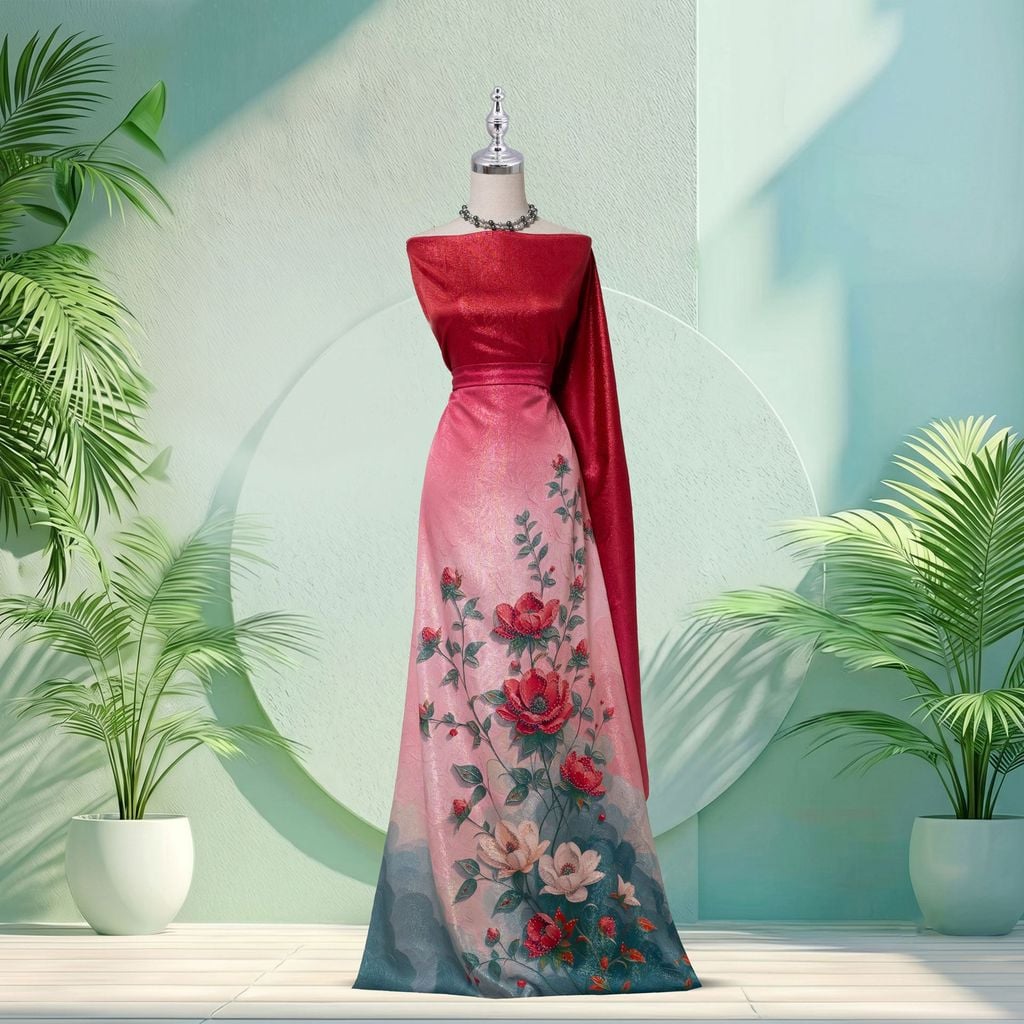 Vải Cao Cấp Dạ Nguyệt Lam Kháng Khuẩn Đính Đá 1m5x2m3 EMD6001X67N3L