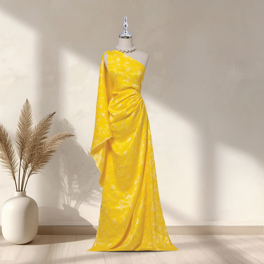 Vải Gấm Hoa Họa Tiết Đặc Biệt Màu Vàng 1m5x2m EMUL001002