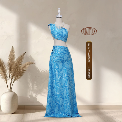 Vải Gấm Hoa Họa Tiết Đặc Biệt Màu Xanh 1m5x2m EMUL001005