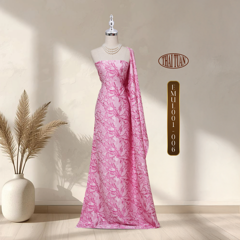 Vải Gấm Hoa Họa Tiết Đặc Biệt Màu Hồng 1m5x2m EMUL001006