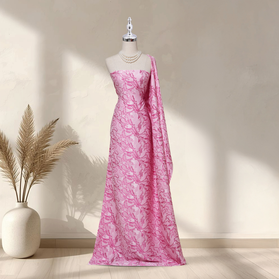 Vải Gấm Hoa Họa Tiết Đặc Biệt Màu Hồng 1m5x2m EMUL001006