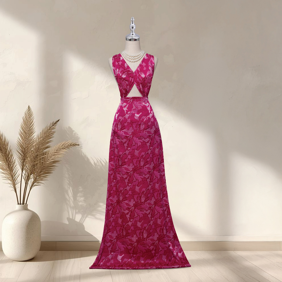 Vải Gấm Hoa Họa Tiết Đặc Biệt Màu Hồng Đậm 1m5x2m EMUL001046