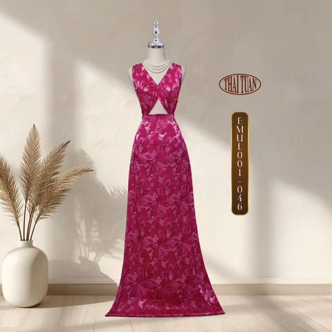 Vải Gấm Hoa Họa Tiết Đặc Biệt Màu Hồng Đậm 1m5x2m EMUL001046