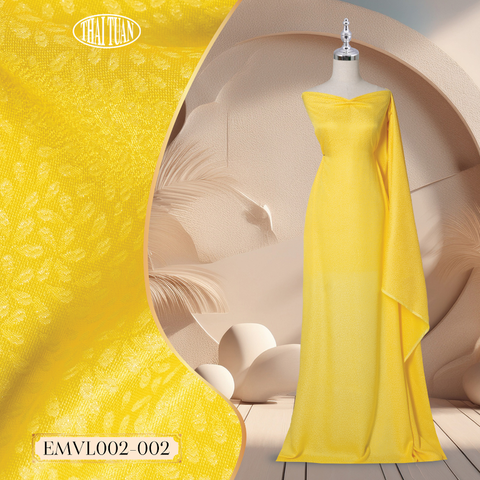 Vải Gấm Hoa Xuân Màu Vàng Khổ 1m5 x 2m EMVL002002