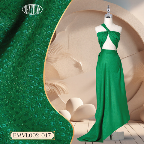 Vải Gấm Hoa Xuân Màu Xanh Lá Khổ 1m5 x 2m EMVL002017