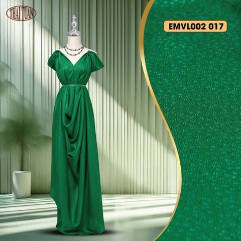 Vải Gấm Hoa Xuân Màu Xanh Lá Khổ 1m5 x 2m EMVL002017