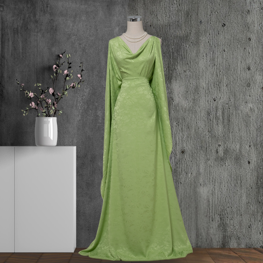 Vải Gấm Hoa Co Giãn Màu Xanh Cốm Khổ 1m5x2m ENLL001004