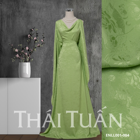 Vải Gấm Hoa Co Giãn Màu Xanh Cốm Khổ 1m5x2m ENLL001004