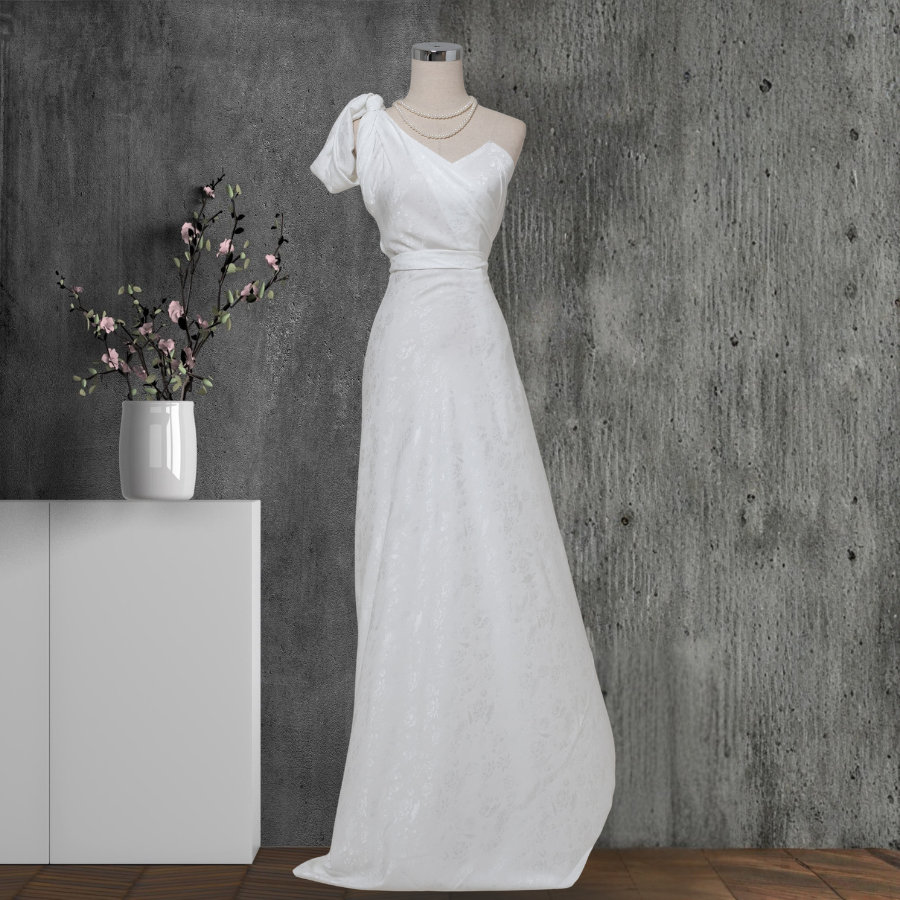 Vải Gấm Hoa Co Giãn Màu Trắng Khổ 1m5x2m ENLL001020