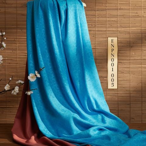 Gấm Hoa Văn Màu Xanh Khổ 1m15x2m5 ENPN001005