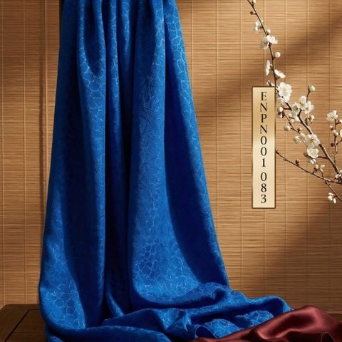 Gấm Hoa Văn Màu Xanh Coban Khổ 1m15x2m5 ENPN001083