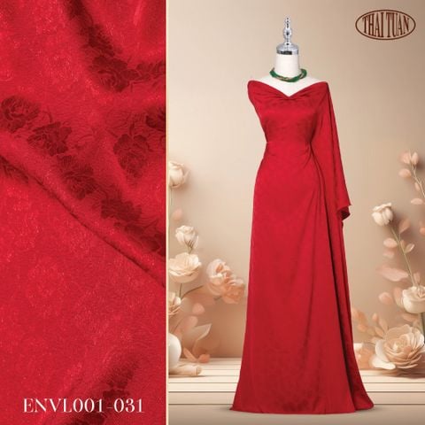 ENVL001-031 Gấm Hoa Co Giãn Màu Đỏ Khổ 1m5 x 2m