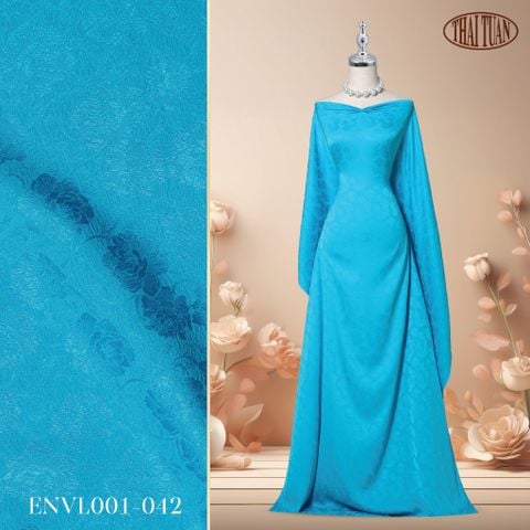 ENVL001-042 Gấm Hoa Co Giãn Màu Xanh Sáng Khổ 1m5 x 2m