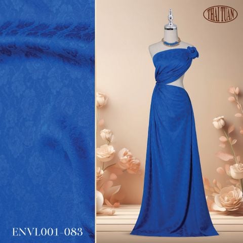 ENVL001-083 Gấm Hoa Co Giãn Màu Xanh Coban Khổ 1m5 x 2m