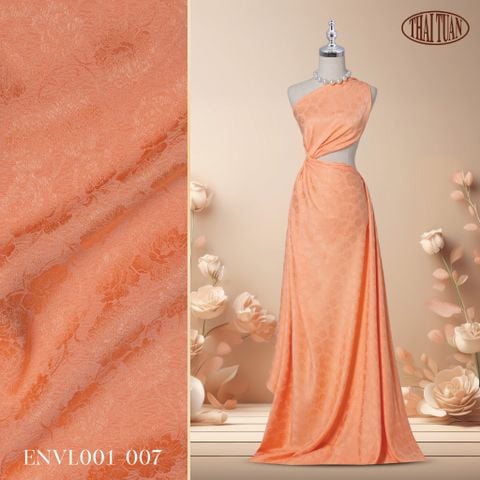 ENVL001-007 Gấm Hoa Co Giãn Màu Cam Sữa Khổ 1m5 x 2m