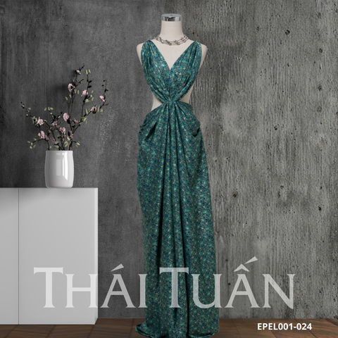 Vải Gấm Hoa Ánh Kim Màu Xanh Lá Khổ 1m5x2m EPEL001024
