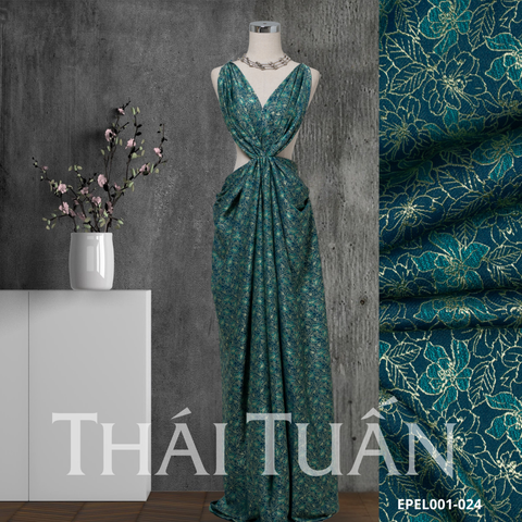 Vải Gấm Hoa Ánh Kim Màu Xanh Lá Khổ 1m5x2m EPEL001024