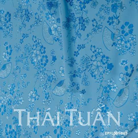Gấm Hoa Văn Màu Xanh Dương Sáng Khổ 1m5x2m EPFL001005