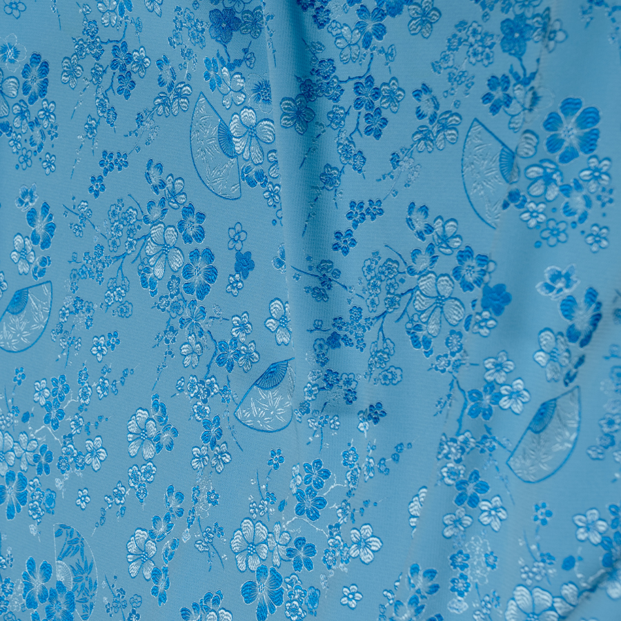 Gấm Hoa Văn Màu Xanh Dương Sáng Khổ 1m5x2m EPFL001005