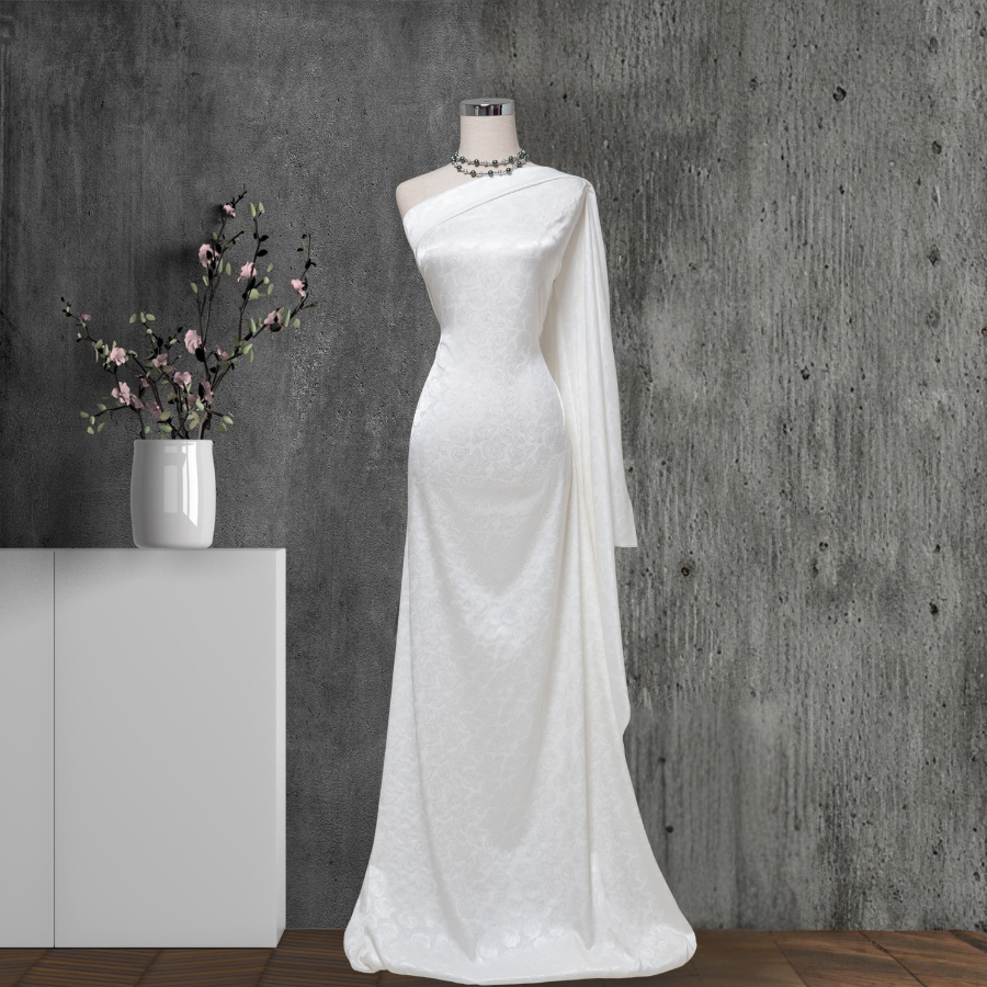 Vải Gấm Hoa Dạ Kim Màu Trắng Khổ 1m5x2m EPGL001020