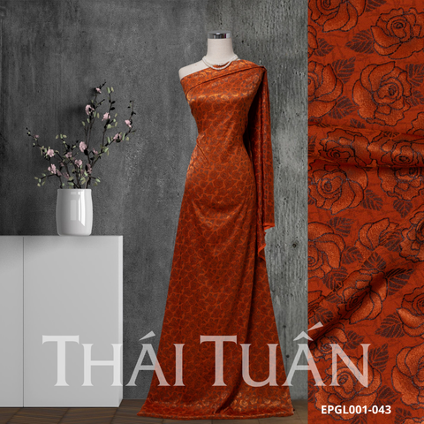 Vải Gấm Hoa Dạ Kim Màu Cam Khổ 1m5x2m EPGL001043