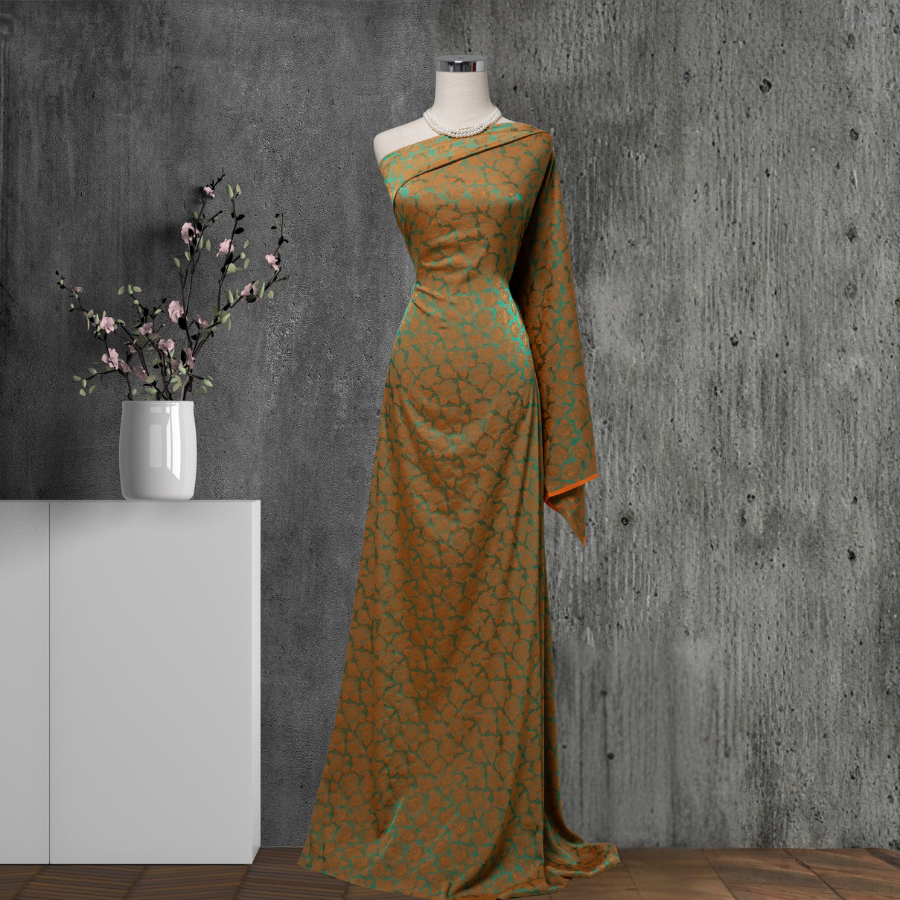 Vải Gấm Hoa Dạ Kim Màu Đồng Khổ 1m5x2m EPGL001069