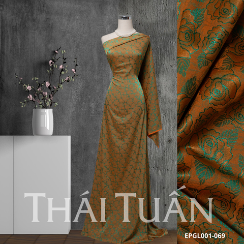 Vải Gấm Hoa Dạ Kim Màu Đồng Khổ 1m5x2m EPGL001069