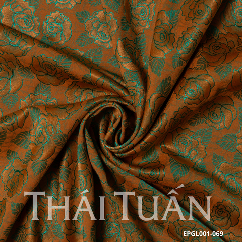 Vải Gấm Hoa Dạ Kim Màu Đồng Khổ 1m5x2m EPGL001069