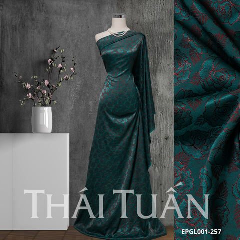 Vải Gấm Hoa Dạ Kim Màu Xanh Cổ Vịt Khổ 1m5x2m EPGL001257