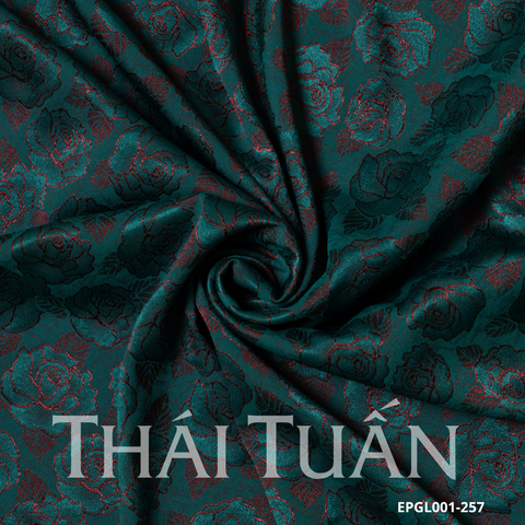 Vải Gấm Hoa Dạ Kim Màu Xanh Cổ Vịt Khổ 1m5x2m EPGL001257