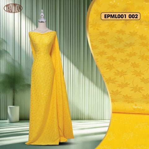 Vải Gấm Hoa Lá Phong Màu Vàng Tươi Khổ 1m5 x 2m EPML001002