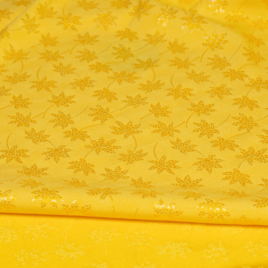 Vải Gấm Hoa Lá Phong Màu Vàng Tươi Khổ 1m5 x 2m EPML001002
