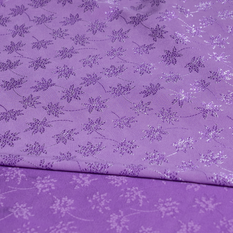 Vải Gấm Hoa Lá Phong Màu Tím Tươi Khổ 1m5 x 2m EPML001026