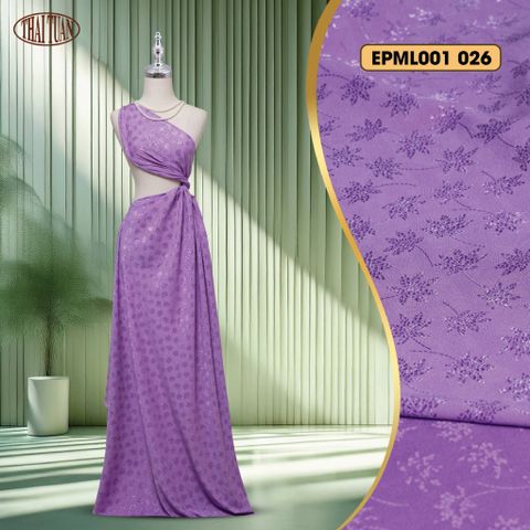Vải Gấm Hoa Lá Phong Màu Tím Tươi Khổ 1m5 x 2m EPML001026