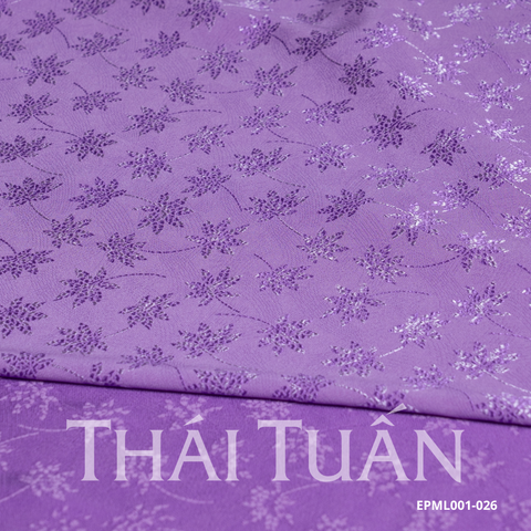 Vải Gấm Hoa Lá Phong Màu Tím Tươi Khổ 1m5 x 2m EPML001026