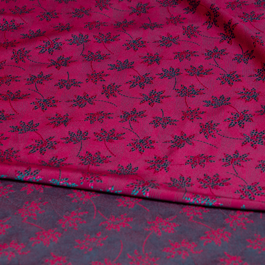 Vải Gấm Hoa Lá Phong Màu Hồng Đậm Khổ 1m5 x 2m EPML001046