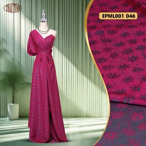 Vải Gấm Hoa Lá Phong Màu Hồng Đậm Khổ 1m5 x 2m EPML001046