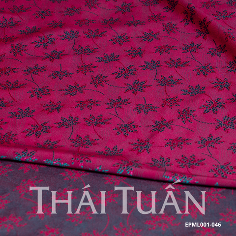 Vải Gấm Hoa Lá Phong Màu Hồng Đậm Khổ 1m5 x 2m EPML001046