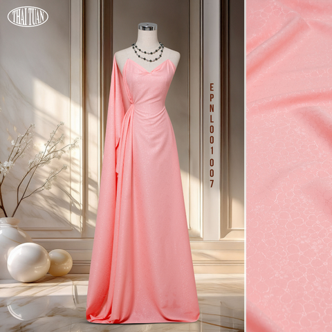 Vải Gấm Hoa Lá Ánh Kim Nhẹ Màu Hồng Dâu 1m5x2m EPNL001007