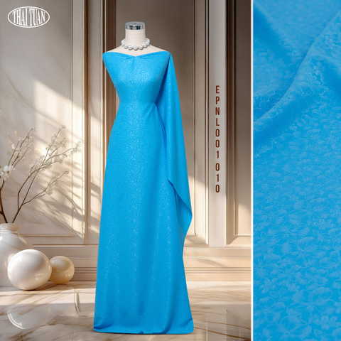 Vải Gấm Hoa Lá Ánh Kim Nhẹ Màu Xanh 1m5x2m EPNL001010