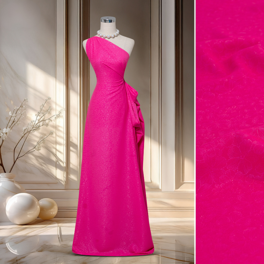 Vải Gấm Hoa Lá Ánh Kim Nhẹ Màu Hồng 1m5x2m EPNL001046