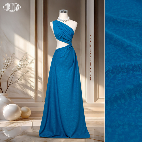 Vải Gấm Hoa Lá Ánh Kim Nhẹ Màu Xanh Đậm 1m5x2m EPNL001057