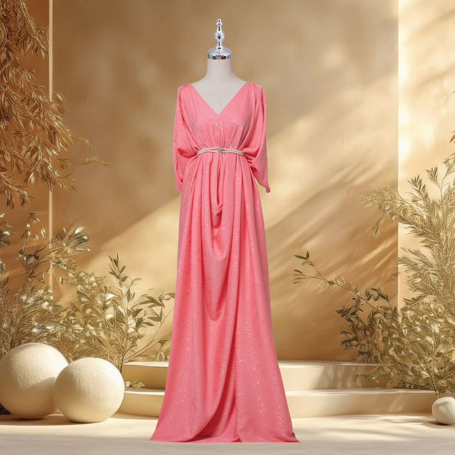 Vải Gấm Hoa Mẫu Đơn Màu Hồng Dâu 1m5x2m EPQL001007