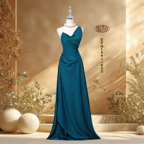 Vải Gấm Hoa Mẫu Đơn Màu Xanh Đậm Ánh 1m5x2m EPQL001057