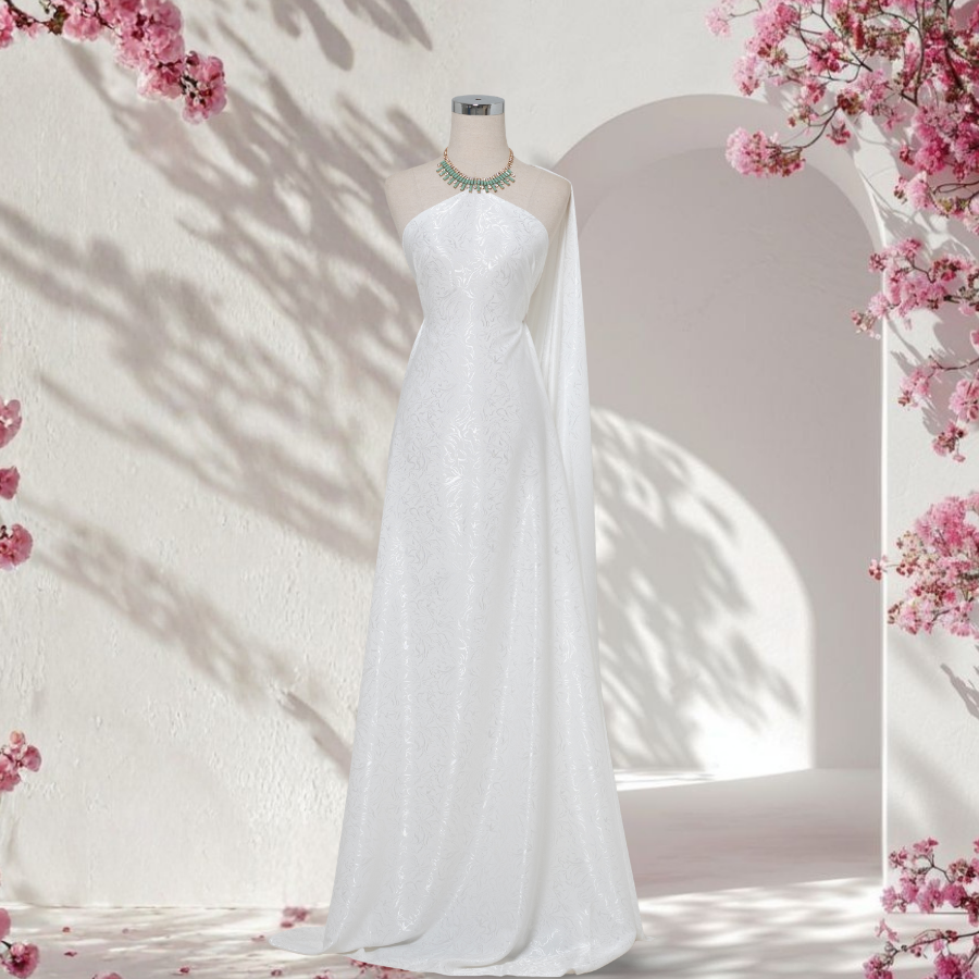 Vải Gấm Hoa Co Giãn Màu Trắng 1m5x2m ERUL001020