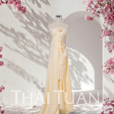 Vải Gấm Hoa Co Giãn Màu Vàng Trứng1m5x2m ERUL001025