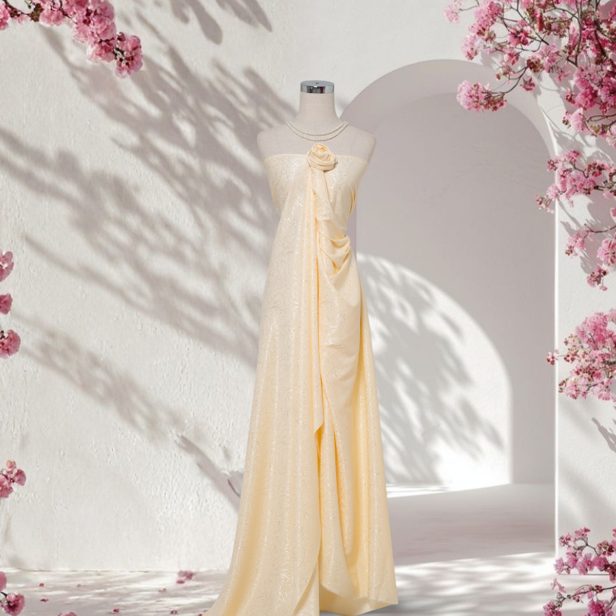 Vải Gấm Hoa Co Giãn Màu Vàng Trứng1m5x2m ERUL001025