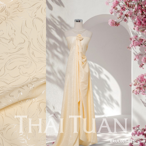 Vải Gấm Hoa Co Giãn Màu Vàng Trứng1m5x2m ERUL001025
