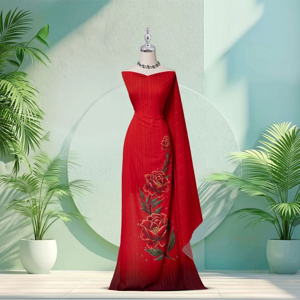 Vải Cao Cấp Dạ Nguyệt Lam Kháng Khuẩn Đính Đá 1m5x2m3 ESB6252X69N4S